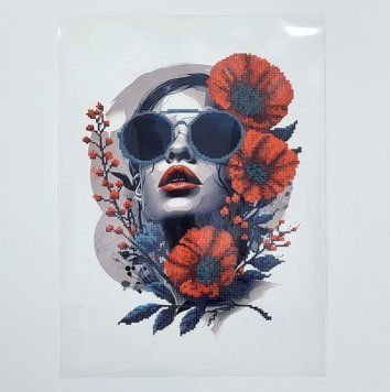 A3 Т-045 Girl in Poppies (29*38 cm), bead embroidery kit on heat-transfer film