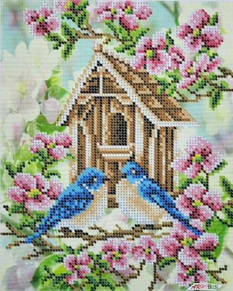 БС 4198 Весна в саду, набір для вишивання бісером картини з птахами БС 4198 фото