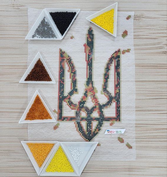 Ф-048 Герб Украины, набор для вышивки бисером на водоростворимом флизелине Д-Ф-048 фото