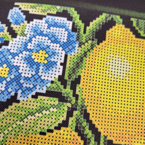 Shopper_651 Lemons with Pale Blue Flowers (38&times;42 cm), bead embroidery kit for a tote bag