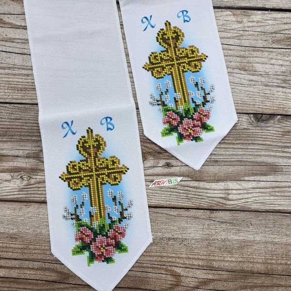 БК_049 Великодній бант на кошик (11*140 см), набір для вишивки бісером БК_049 фото