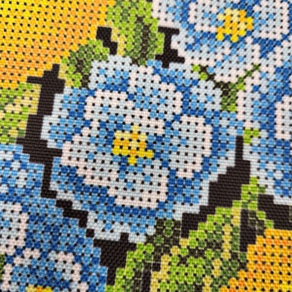 Shopper_651 Lemons with Pale Blue Flowers (38&times;42 cm), bead embroidery kit for a tote bag