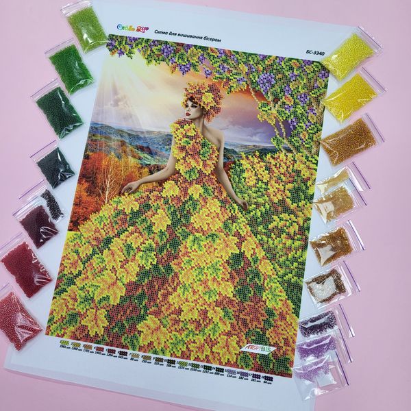 БС 3340 Золотая осень, набор для вышивки бисером картины БС 3340 фото