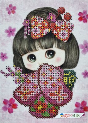 А6-Д-071 Девочка с сакурой, набор для вышивки бисером картины А6-Д-071 фото