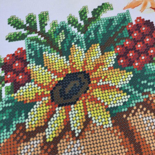 А4Н_564 Autumn Bouquet bead embroidery kit of the picture with sunflowers (23*19 cm), viburnum and pumpkin