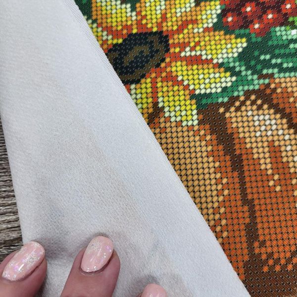 А4Н_564 Autumn Bouquet bead embroidery kit of the picture with sunflowers (23*19 cm), viburnum and pumpkin