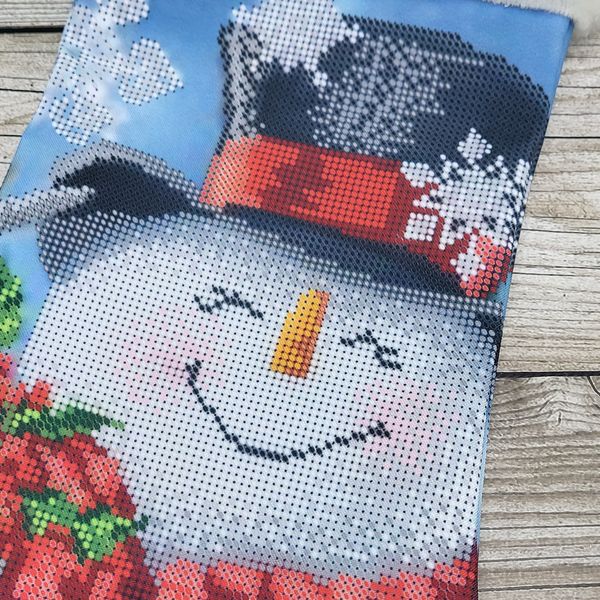 D-3526пч Веселый снеговик набор для вышивки новогоднего сапожка АБВ 00003880 фото