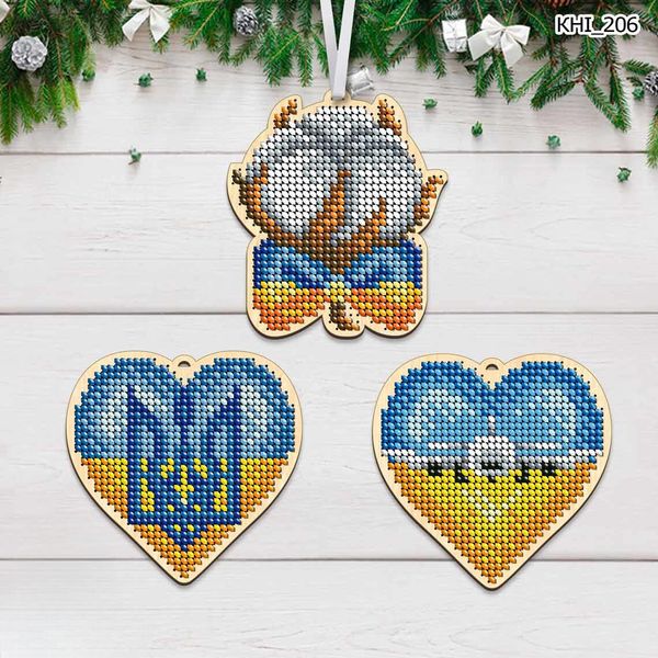 КНІ_206 Сердце Украины набор для вышивки бисером по дереву новогодних игрушек КНІ_206 фото