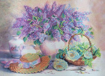 ТК-051 Spring Still Life (30*42 cm), bead embroidery kit of the picture with lilac and roses