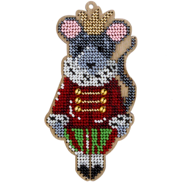FLK-393 Rat King bead embroidery kit on wood, Christmas tree ornament