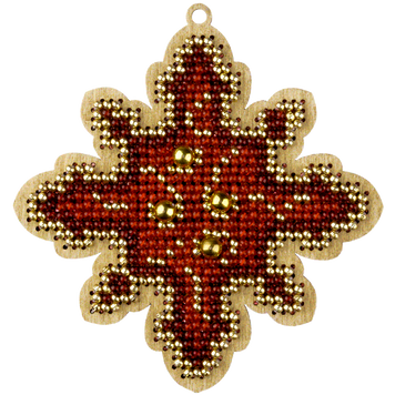 FLK-448 Star, bead embroidery on wood kit for a Christmas tree ornament