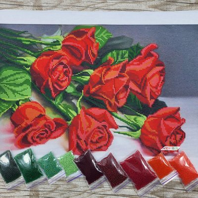 3413 Сім троянд, набір для вишивання бісером картини Д 01342 фото
