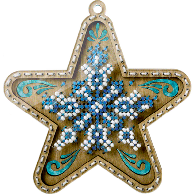 FLK-372 Звезда, набор для вышивки бисером по дереву новогоднего украшения FLK-372 фото