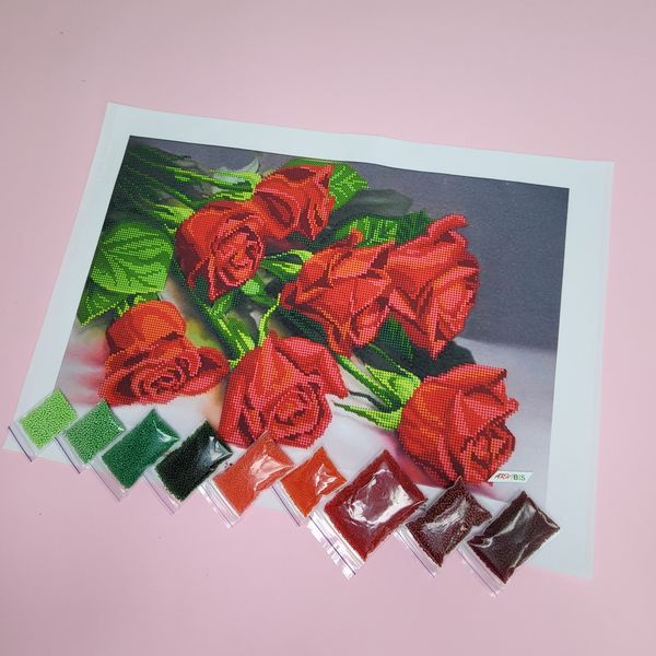 3413 Сім троянд, набір для вишивання бісером картини Д 01342 фото
