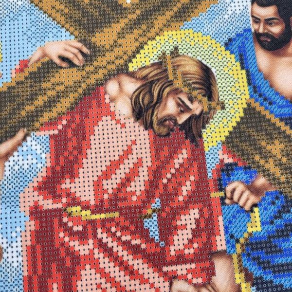 В689 Симон из Киринеи помогает Иисусу нести крест (Крестный путь), набор для вышивки бисером В689 фото