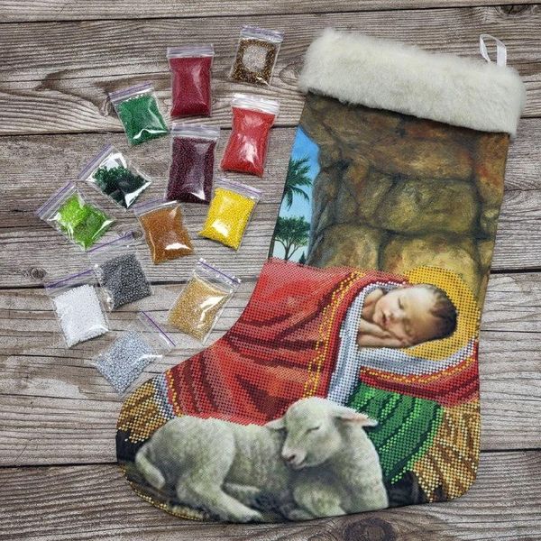 D-3525пч Новорожденный Спаситель набор для вышивки новогоднего сапожка АБВ 00003878 фото