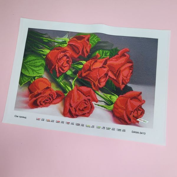 3413 Семь роз, набор для вышивки бисером картины Д 01342 фото