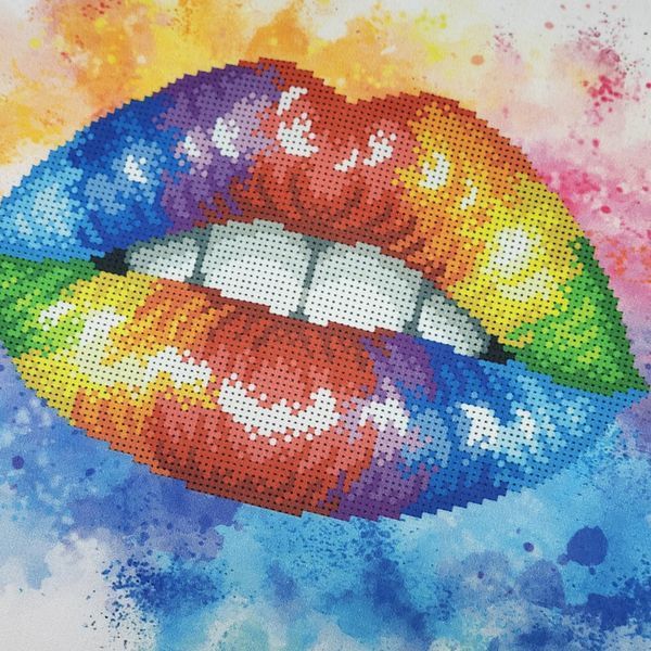 Т-1261 Colourful Lips (25*25 cm), bead embroidery pattern of the picture