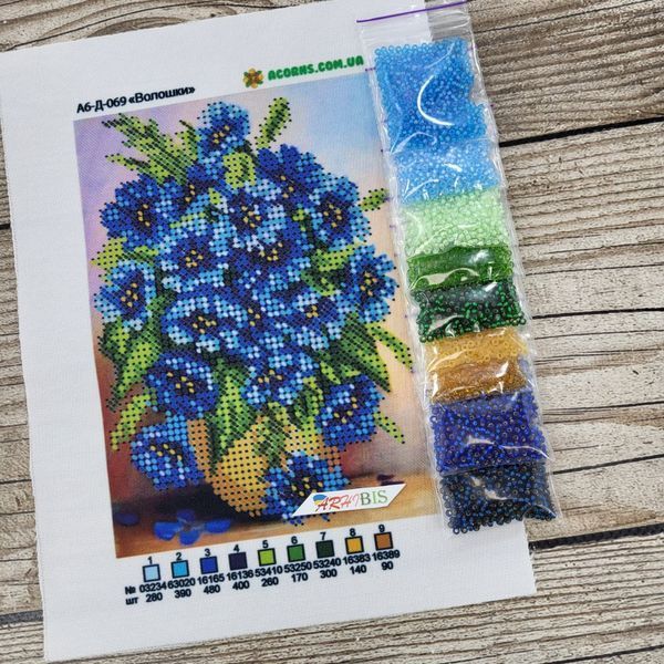 А6-Д-069 Волошки (10,5*15 см), набір для вишивання бісером картини А6-Д-069 фото