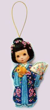 F047 Doll Japan (12*7 cm), bead embroidery kit of the toy