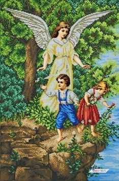 3060 Guardian Angel and Children (40*60 cm), bead embroidery kit of the icon