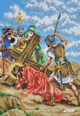 В691 Ісус вдруге падає під хрестом (Хресна дорога), набір для вишивки бісером АБВ 00019440 фото