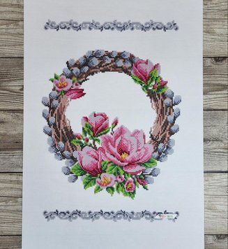 9072 Easter Towel with a Wreath (37*53 cm), bead embroidery kit