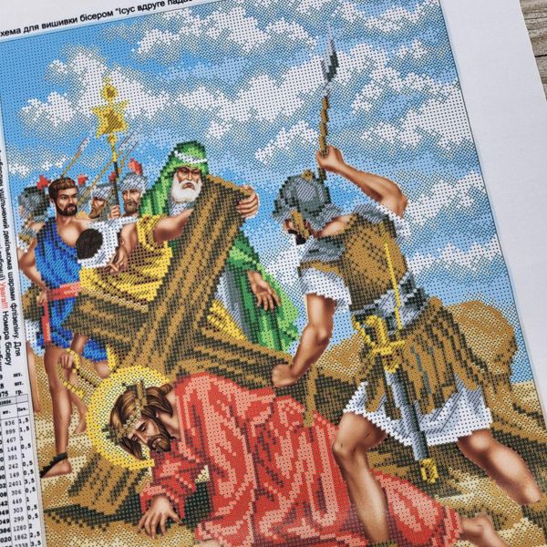 В691 Ісус вдруге падає під хрестом (Хресна дорога), набір для вишивки бісером В691 фото