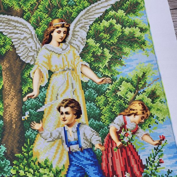 3060 Ангел Охоронець і діти, набір для вишивки бісером ікони 3060 фото