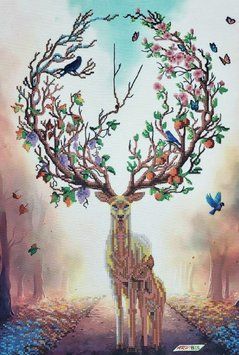 ТК-091 Circle of Life (30*45 cm), bead embroidery kit of the picture with deer