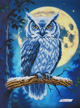А3Н_582 Owl (36,5*27 cm), bead embroidery pattern of the picture