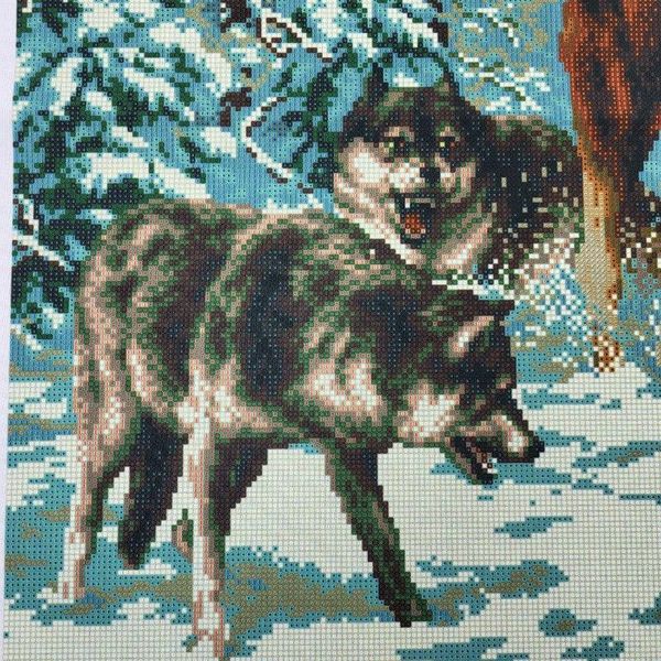 Встреча в лесу, набор для вышивки бисером картины с волками ОР 0080 фото