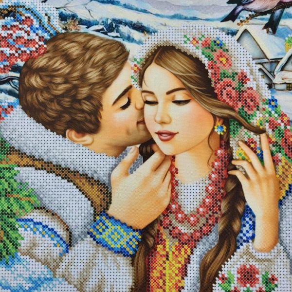 БС 3414 Українське кохання взимку, набір для вишивки бісером картини БС 3414 фото