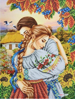 БС 3413 Украинская любовь осенью, набор для вышивки бисером картины с парой БС 3413 фото