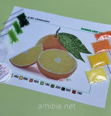 А5-Д-061 Апельсин, набор для вышивки бисером картины АК 1366 фото