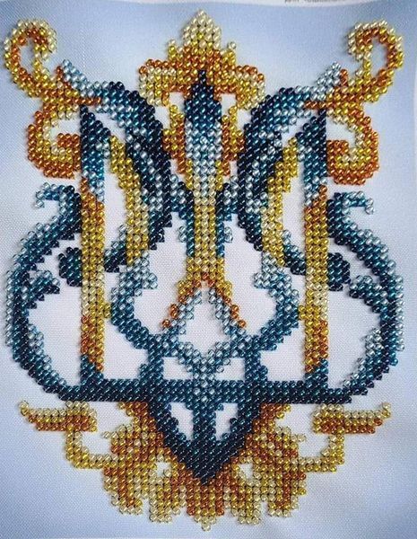 А5Н_313 Coat of Arms of Ukraine (15,4*12 cm), bead embroidery kit of a picture with a trident