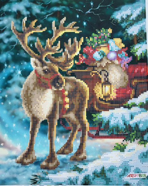 ЗПНМ-012 Рождественский олень, набор для вышивки бисером картины ЗПНМ-012 фото