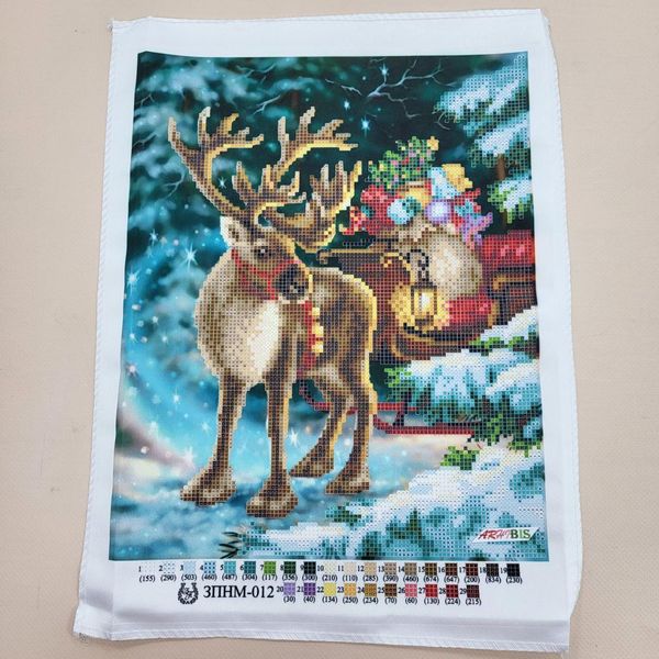 ЗПНМ-012 Рождественский олень, набор для вышивки бисером картины ЗПНМ-012 фото