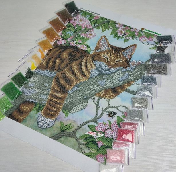А3-К-1221 Весна пришла, набор для вышивки бисером картины с котом А3-К-1221 фото