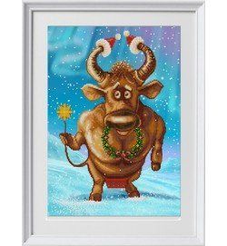 НИК-1385 Christmas Bull (29*39 cm), bead embroidery kit of the picture