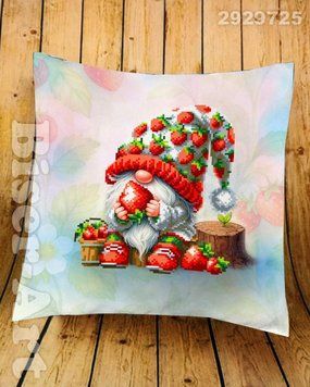 2929725 Gnome with a Strawberry Cushion (30*30 cm), bead embroidery kit