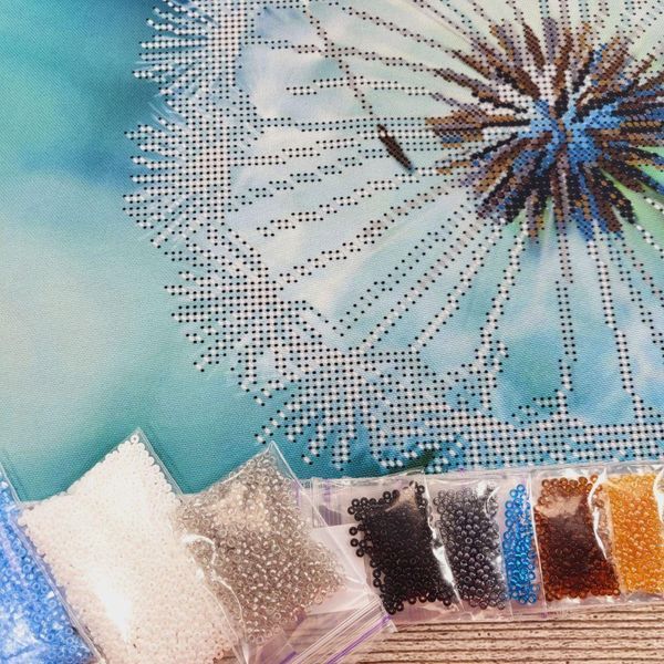 А4-К-1226 Silvery Dandelion (21*29,7 cm), bead embroidery kit of the picture