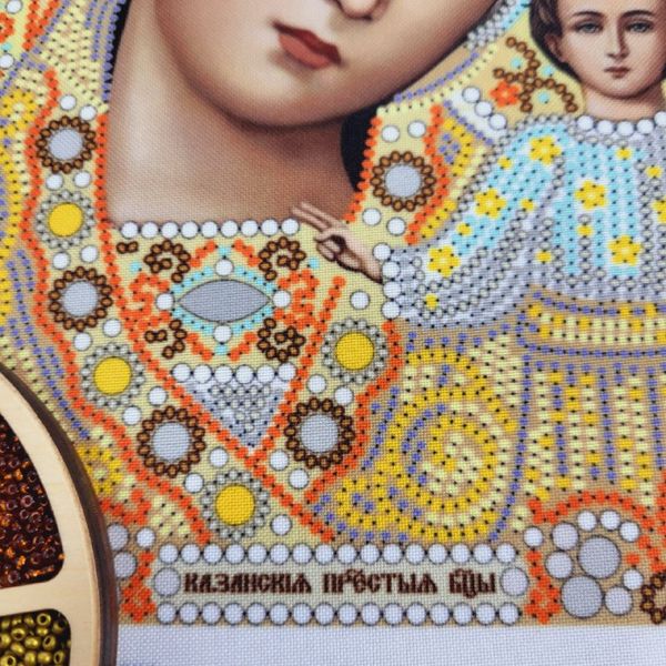 ЖК-4001 Богородица Казанская в золоте с жемчугом и камнями, схема для вышивания бисером иконы схема-бл-ЖК-4001 фото