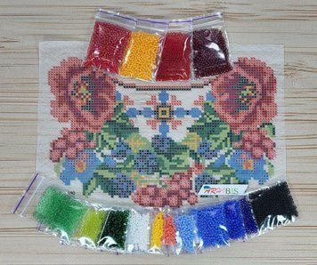 Ф-27 Ukrainian Motifs (15*21 cm), bead embroidery kit on water-soluble interfacing