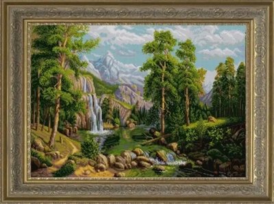 НИК-1352 Гірський водоспад, набір для вишивання бісером картини НИК-1352 фото