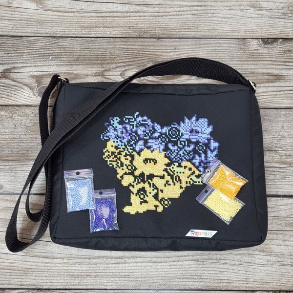 СМО6 Yellow-and-Blue Heart (25*22*4 cm), bead embroidery kit of the bag