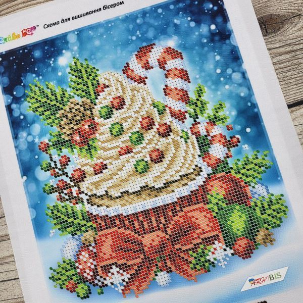 БС-4311 Christmas Cake (19*23 cm), bead embroidery kit of the picture