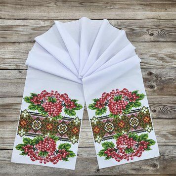 8041 Bead embroidery blank for a large towel 220*30 cm with viburnum and a Ukrainian ornament