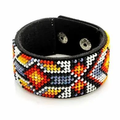 FLBB-010 Bead Embroidery Bracelet Kit on Black Eco Leather, 3x22 cm
