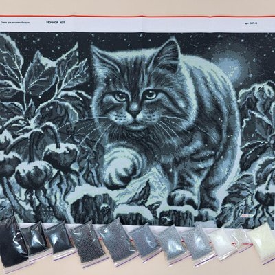 ОСП-13 Ночной кот, набор для вышивки бисером картины ОСП-13 фото